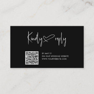 Carte D'accompagnement Code QR du Mariage de coeur de script RSVP