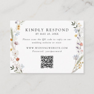 Carte D'accompagnement Code QR du Mariage Fleur sauvage Eart RSVP