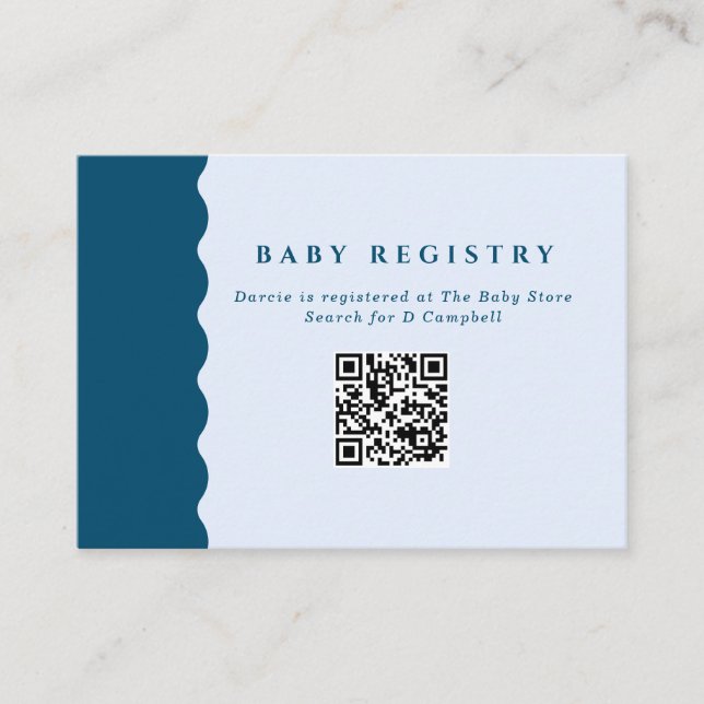 Carte D'accompagnement Code QR du registre Bleu Verre Bébé Rétro (Devant)