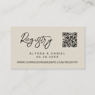 Carte D'accompagnement Code QR du registre cadeau wedding shower blanc