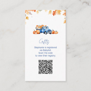 Carte D'accompagnement  Code QR du registre de cadeaux Camion bleu petite