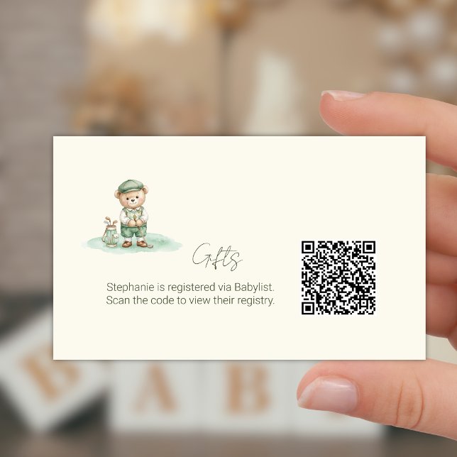 Carte D'accompagnement Code QR du registre de cadeaux Ourson de golf mign (Créateur téléchargé)