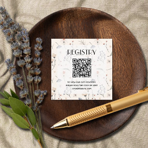Carte D'accompagnement Code QR du registre de douche bébé Fleurs sauvages