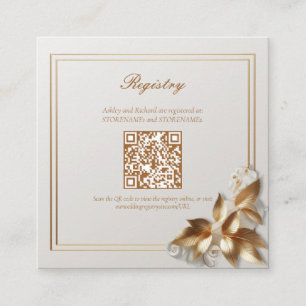 Carte D'accompagnement Code QR du registre de mariage botanique or