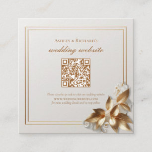 Carte D'accompagnement Code QR du registre de mariage botanique or