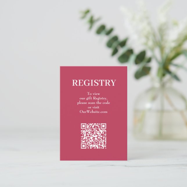 Carte D'accompagnement Code QR du registre de mariage chic magenta (Debout devant)