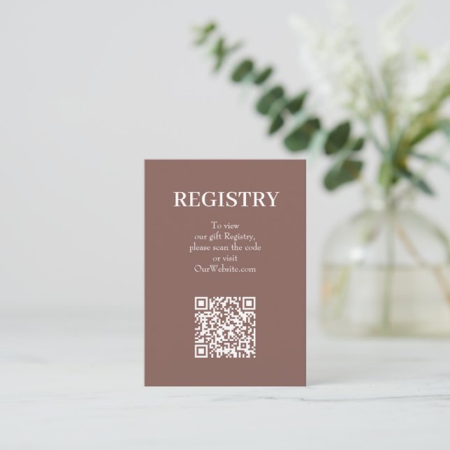 Carte D'accompagnement Code QR du registre de mariage Chic Rose Taupe (Debout devant)