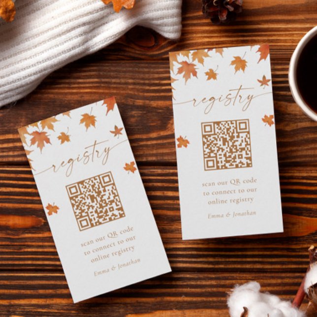 Carte D'accompagnement Code QR du registre de mariage d'automne (Créateur téléchargé)