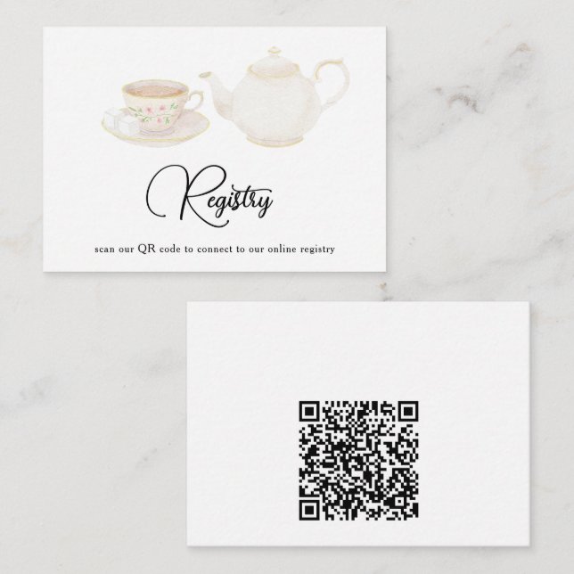 Carte D'accompagnement Code QR du registre de mariage de la théière  (Devant / Derrière)