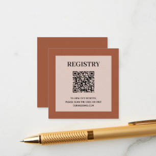 Carte D'accompagnement Code QR du registre de mariage en terre cuite