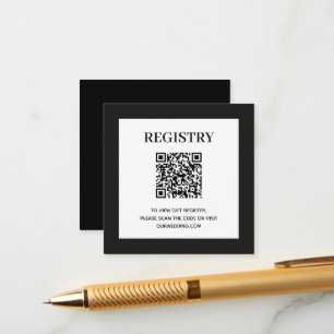 Carte D'accompagnement Code QR du registre de mariage noir