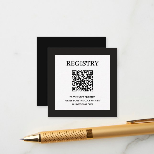 Carte D'accompagnement Code QR du registre de mariage noir (Devant/Arrière en situation)
