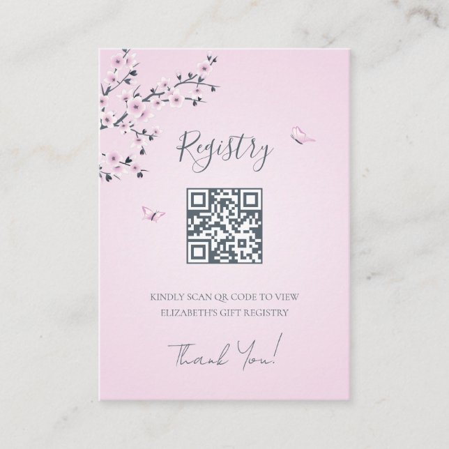 Carte D'accompagnement Code QR du registre des cadeaux | BABY SHOWER (Devant)