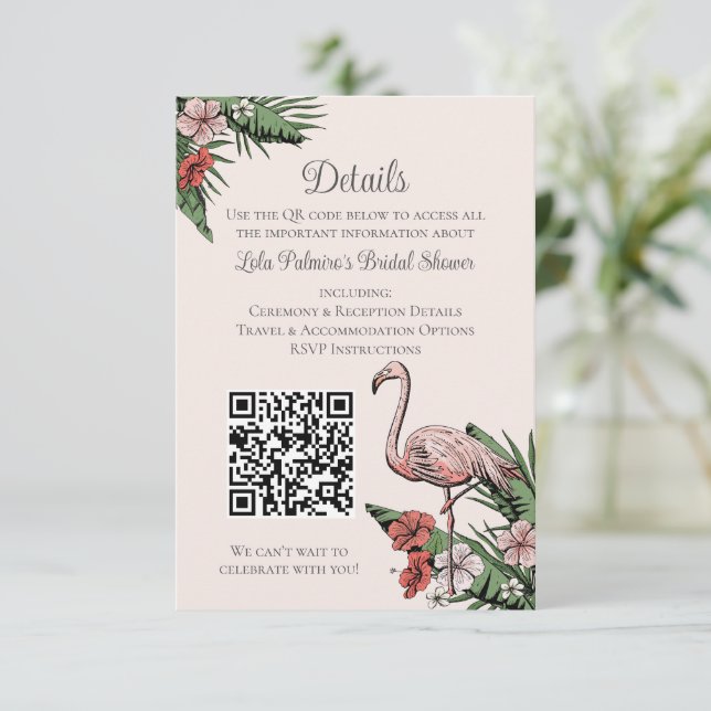 Carte D'accompagnement Code QR du site Web de la soirée de mariage Flamin (Debout devant)