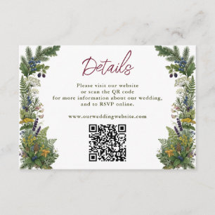 Carte D'accompagnement Code QR du site Web de mariage de la forêt de bois