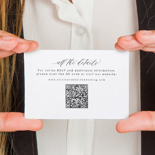 Carte D'accompagnement Code QR du site web de mariage en ligne RSVP maria