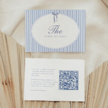 Code QR élégant de détails de mariage à rayure ble