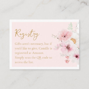 Carte D'accompagnement Code QR élégant de registre de mariage floral