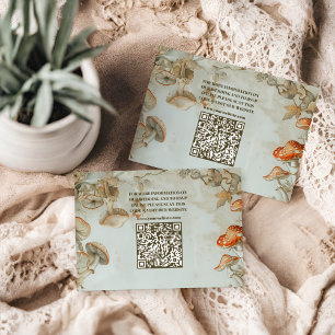 Carte D'accompagnement Code QR Élégant Mariage de fougère des champignons