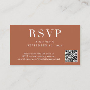 Carte D'accompagnement Code QR élégant Mariage en terre cuite RSVP