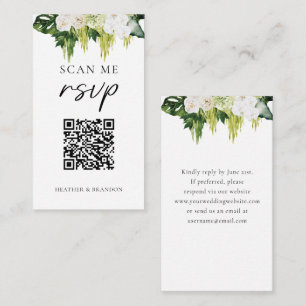 Carte D'accompagnement Code QR élégant Mariage vert RSVP