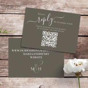Carte D'accompagnement Code QR élégant RSVP Online Calligraphy Script