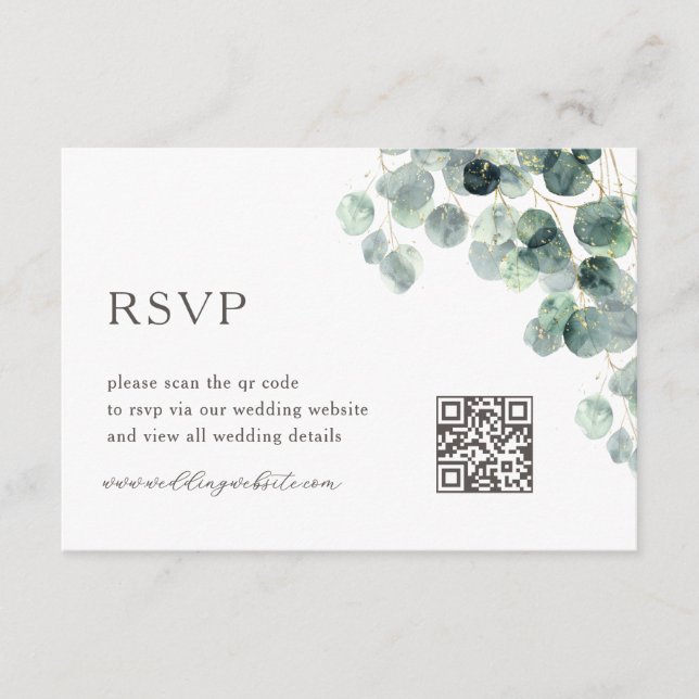 Carte D'accompagnement Code QR | Feuille d'eucalyptus (Devant)