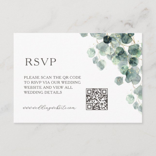 Carte D'accompagnement Code QR | Feuille d'eucalyptus (Devant)