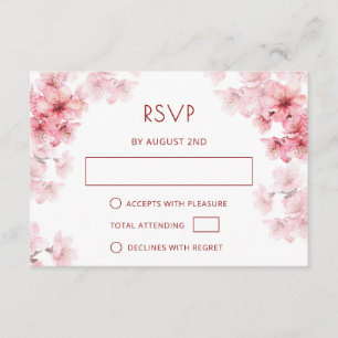Carte D'accompagnement Code QR Fleur de cerisier à l'aquarelle RSVP