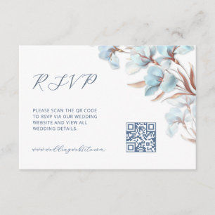 Carte D'accompagnement Code QR    Floral Turquoise