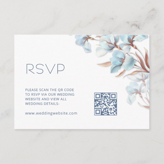 Carte D'accompagnement Code QR |  Floral Turquoise (Devant)
