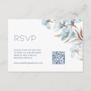 Carte D'accompagnement Code QR    Floral Turquoise