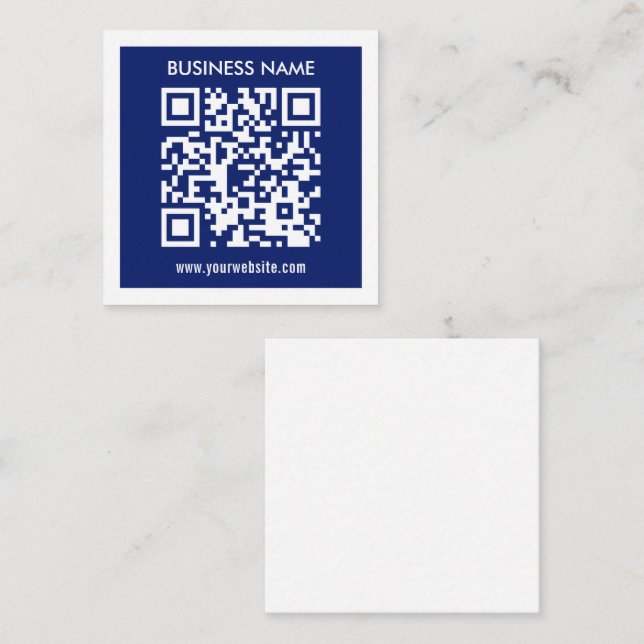 Carte D'accompagnement Code QR (généré instantanément) modifiable | Bleu  (Devant / Derrière)
