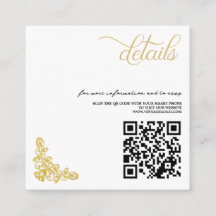 Carte D'accompagnement Code QR Gold vintage