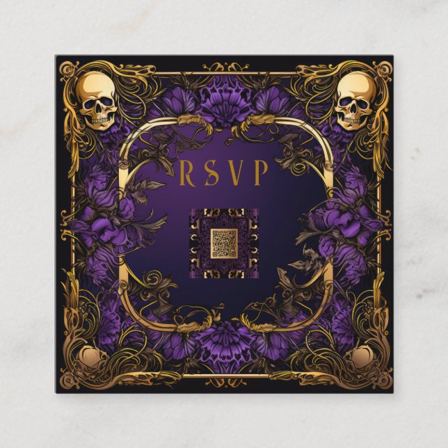Carte D'accompagnement Code QR gothique élégant Mariage RSVP (Devant)