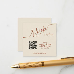 Carte D'accompagnement Code QR mariage Beige Terracotta