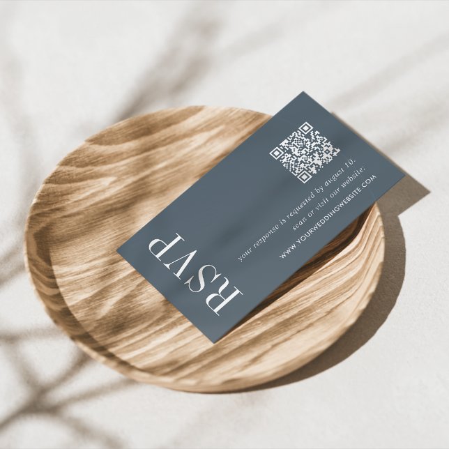 Carte D'accompagnement Code QR Mariage bleu minéral RSVP (Créateur téléchargé)