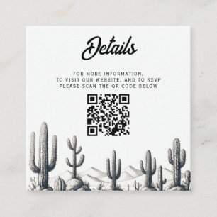 Carte D'accompagnement Code QR Mariage Cactus décontracté