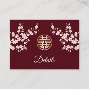 Carte D'accompagnement Code QR Mariage chinois Dusty - Détails roses