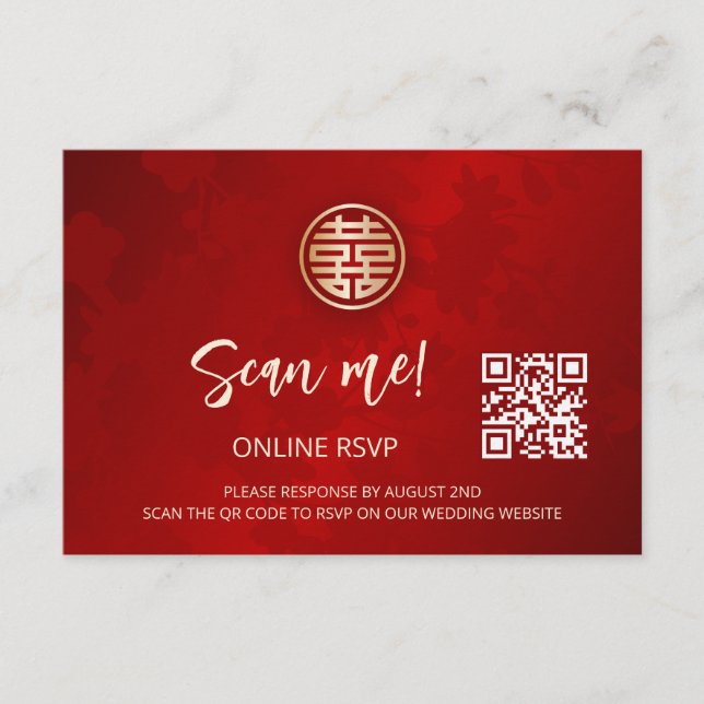 Carte D'accompagnement Code QR Mariage chinois RSVP en ligne (Devant)