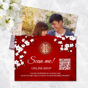 Carte D'accompagnement Code QR Mariage chinois RSVP en ligne