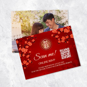 Carte D'accompagnement Code QR Mariage chinois RSVP en ligne
