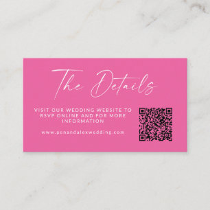 Carte D'accompagnement Code QR Mariage de script moderne rose chaud simpl
