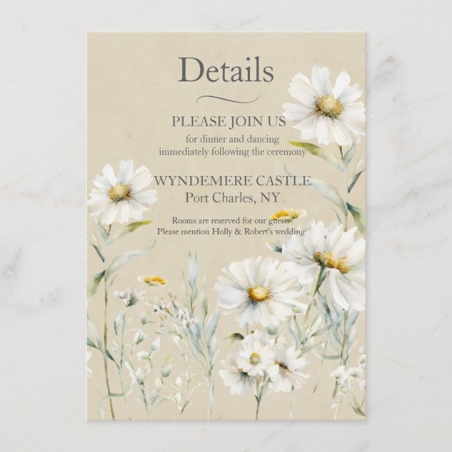 Carte D'accompagnement Code QR Mariage fleur sauvage Daisy (Devant)