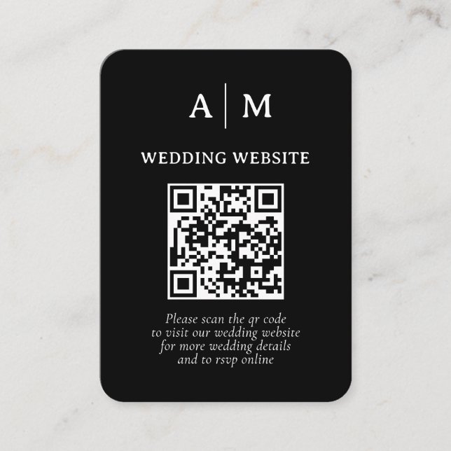 Carte D'accompagnement Code QR mariage noir et blanc (Devant)