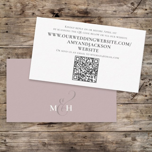 Carte D'accompagnement Code QR Mariage rose pâle RSVP (Créateur téléchargé)