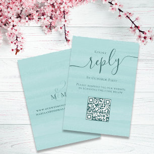Carte D'accompagnement Code QR Mariage RSVP en ligne simple Turquoise