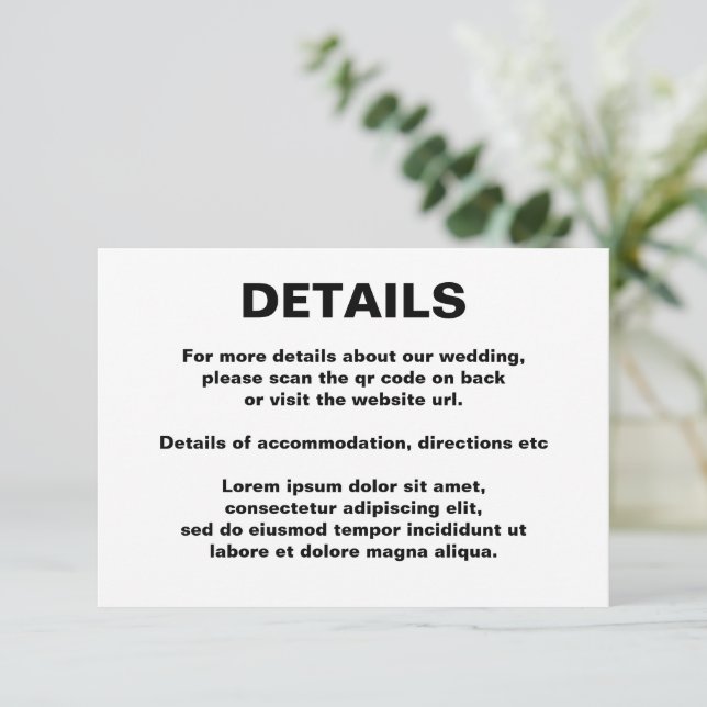 Carte D'accompagnement Code QR Mariage simple (Debout devant)