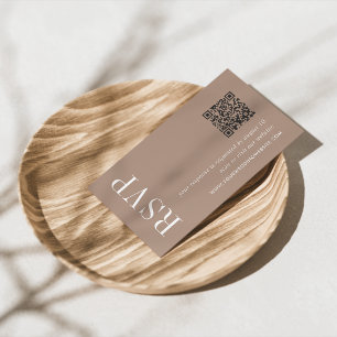 Carte D'accompagnement Code QR Mariage Tan neutre RSVP