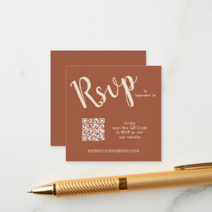 Carte D'accompagnement Code QR mariage Terracotta